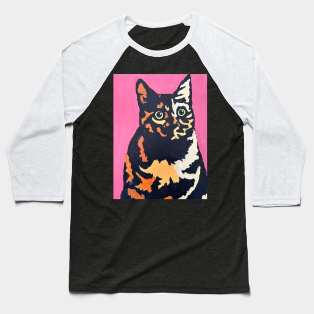 Pop Art Cat Baseball T-Shirt by toledolefty